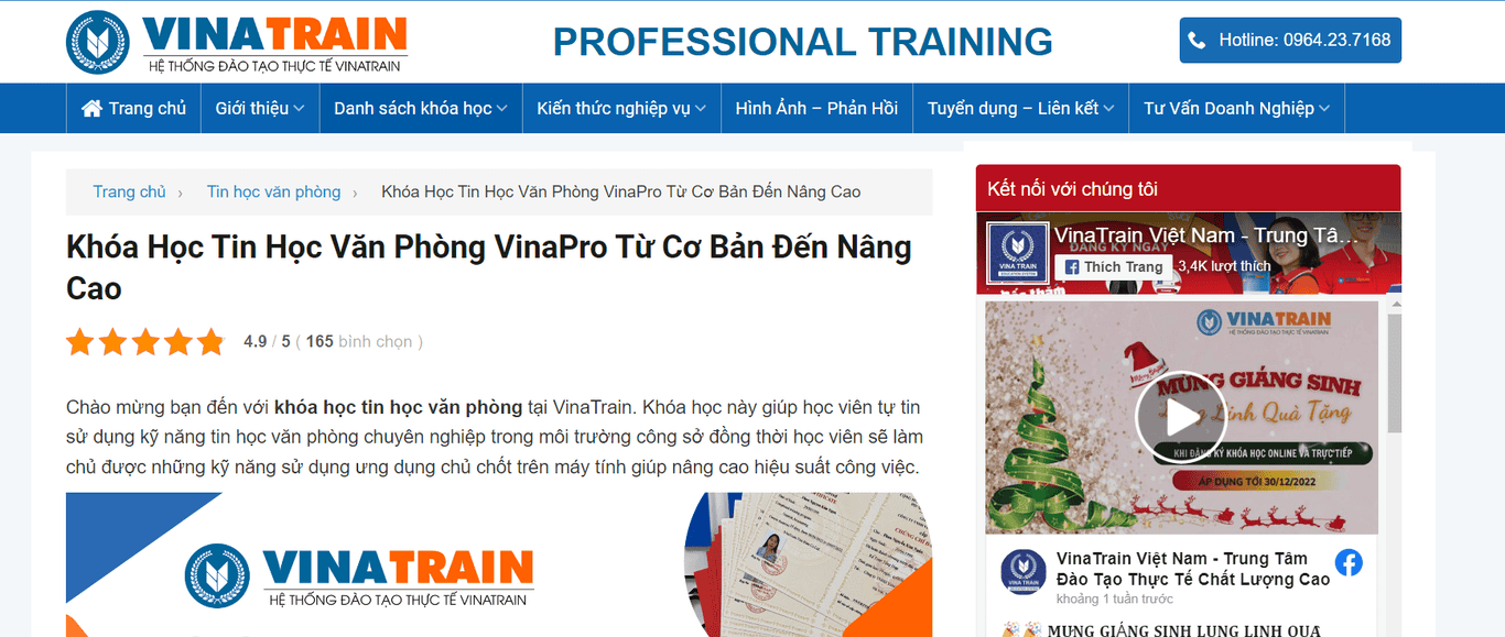 Website chính thức của hệ thống đào tạo thực tế VinaTrain